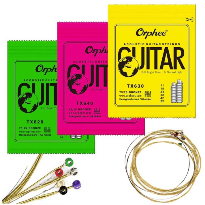 Acoustic / Classical Guitar String Orphee ครบชุด / Caye Guitar Colour String replacement E-1st, B-2n