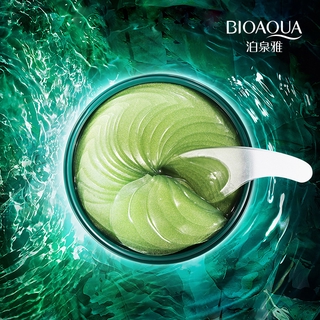 Bioaoua แผ่นมาส์กบํารุงรอบดวงตาให้ความชุ่มชื้นต่อต้านริ้วรอยสีเขียวเข้ม 60ชิ้น