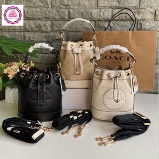 ส่งฟรี🔥  DEMPSEY DRAWSTRING BUCKET BAG 15 WITH COACH PATCH (LD)