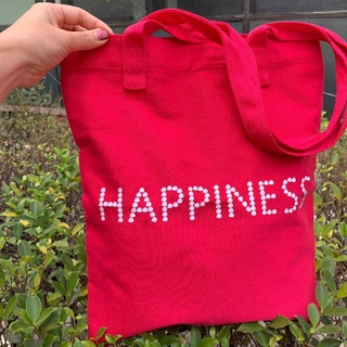 กระเป๋าผ้าอย่างดี Lancome Happiness Tote Bag ใบใหญ่