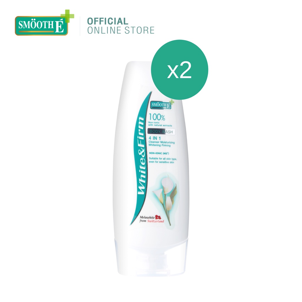 [แพ็ค 2] Smooth E ครีมอาบน้ำยกกระชับผิว ผลัดเซลล์ผิว เพิ่มความชุ่มชื้น White & Firm Body Wash 240ML. ผิวแพ้ง่าย สมูทอี
