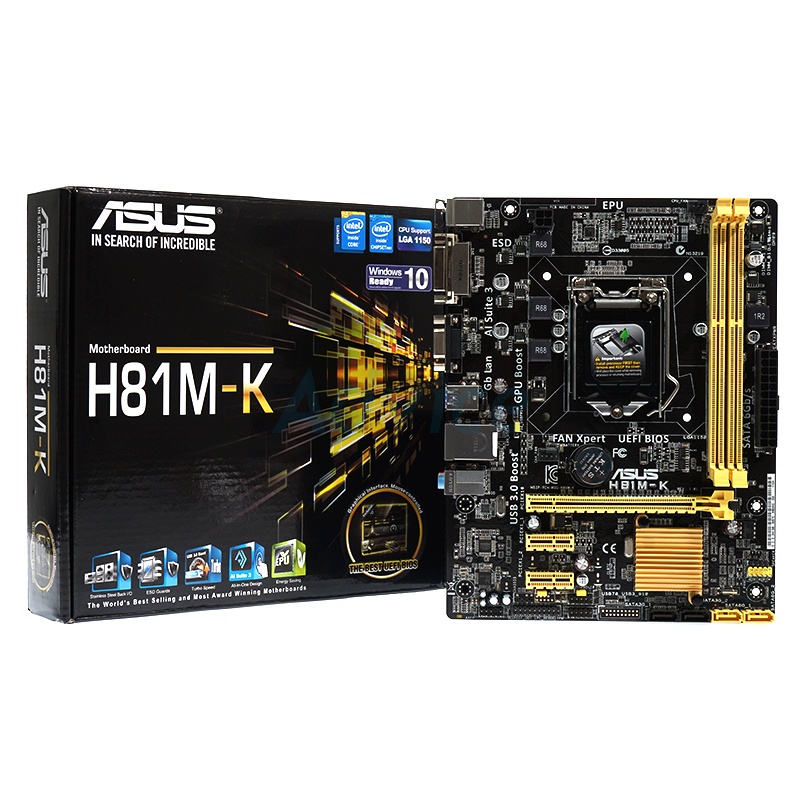 เมนบอร์ด Mainboard ASUS H81MK (LGA1150) DDR 3 รองรับ Core i Gen.4  มีฝาหลัง สินค้าคุณภาพ  พร้อมส่งด่