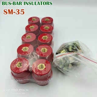 SM-35 ลูกถ้วยฉนวนแดง BUS-BAR INSULATORS กล่องละ 10ตัว แถมน็อตฟรี