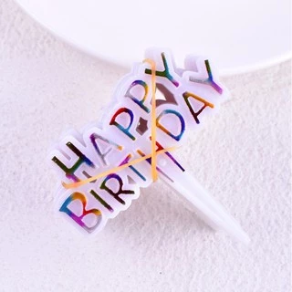 (เเพค 100 อัน) ป้ายปักเค้ก ป้ายปักเค้กพลาสติก ป้าย happy birthday hbd ขนาดเล็ก