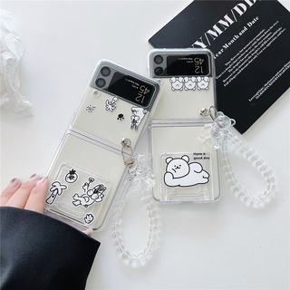 เคสโทรศัพท์มือถือแบบแข็ง กันกระแทก ลายหมีน่ารัก สําหรับ Samsung Galaxy Z Flip 4 Z Flip 3 5G