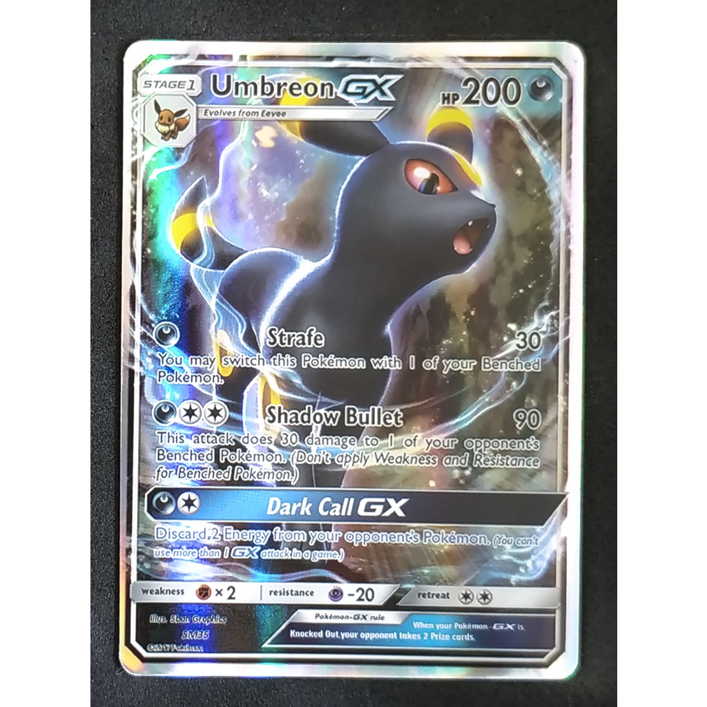 Umbreon GX Card SM35 แบล็กกี Pokemon Card Gold Flash Light (Glossy) ภาษาอังกฤษ