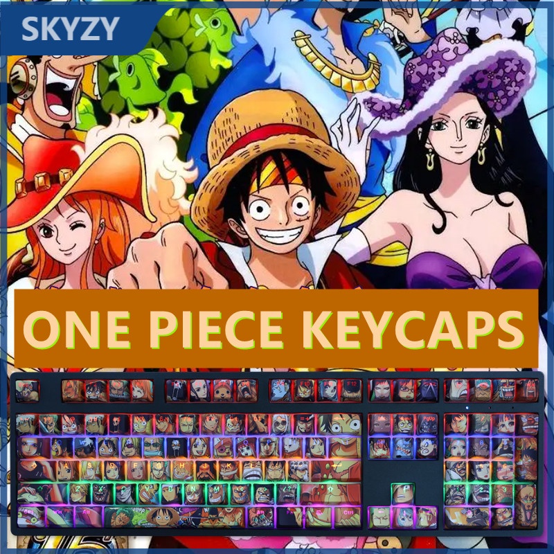 ONE PIECE Keycap โปรไฟล์ Cherry Monkey D. Luffy อะนิเมะ RGB PBT DYE-SUB คีย์บอร์ดแบบกลไก Keycaps