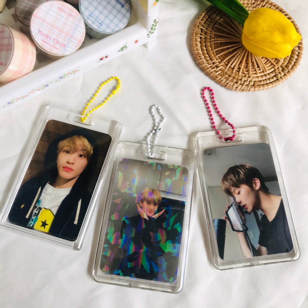 พร้อมส่ง1-2วัน [แบบปิด ] Acrylic ID card holder VER.2 กรอบอะคริลิคแบบปิด กรอบใสใส่การ์ด เฟรมการ์ด *เลือกสีโซ่ได้*