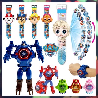 ⌚พร้อมส่ง🔦24 ภาพ นาฬิกาเบ็นเท็น ของเล่น นาฬิกาเด็กฉายภาพได้ paw patrol ไอรอนแมน สไปเ นาฬิกาฉายภาพสำหรับเด็ก