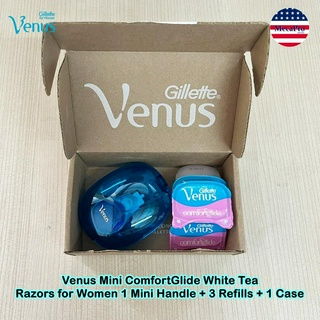 Gillette® Venus Mini ComfortGlide White Tea Razors for Women 1 Mini Handle + 3 Refills + 1 Case ยิลเลตต์ วีนัส ชุดมีดโกน