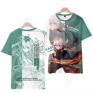 เสื้อยืดแขนสั้นลําลอง พิมพ์ลาย Genshin Impact Kaedehara Kazuha สําหรับผู้ชาย และผู้หญิง และผู้ใหญ่