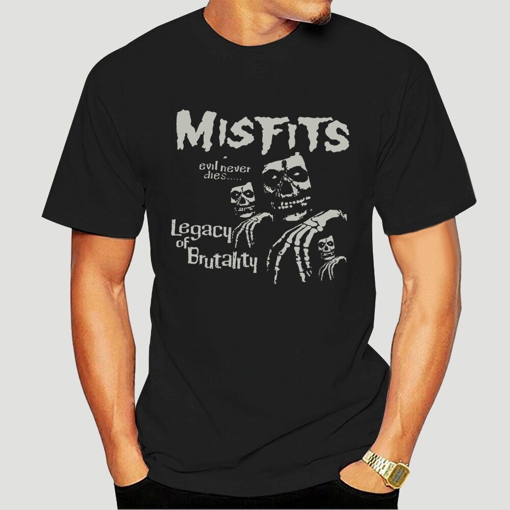 MISFITS LEGACY OF BRUTALITY เสื้อยืดสีดํา HORROR PUNK CALABRESE สีดํา FLAG-1273D