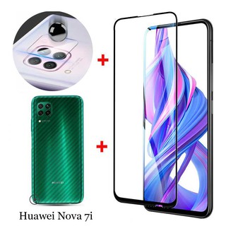 （3in1）Huawei Nova 7i 5T Y5P Y6P Y7P Y9S Y6S ฟิล์มกระจกนิรภัย + ฟิล์มกันรอย +ฟิล์มป้องกันเลนส์ สำหรับ