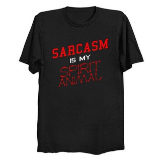 เสื้อยืดผ้าฝ้ายพิมพ์ลายขายดีเสื้อยืด ผ้าฝ้าย พิมพ์ลาย Sarcasm Is My Spirit Animal Evil สไตล์ฮิปฮอป สําหรับผู้ชาย