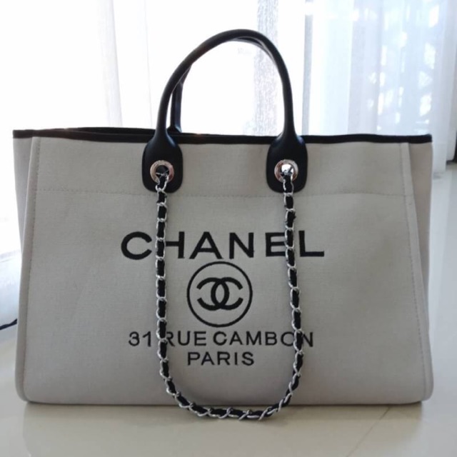 😵💋3 สีใหม่เข้าค้า ~~ earth tone color รุ่นที่สาวๆรอคอย Chanel tote canvas bag จากงานพรีเมี่ยม VIP GIFT รุ่นดัง🍭