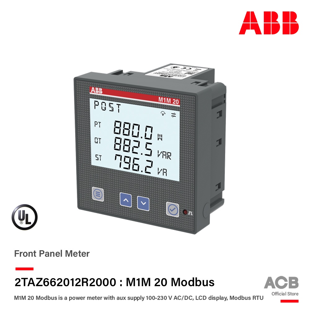 ABB - 2TAZ66012R2000 : M1M 20 Modbus is a power meter with aux supply 100-230 V AC/DC, LCD display, 