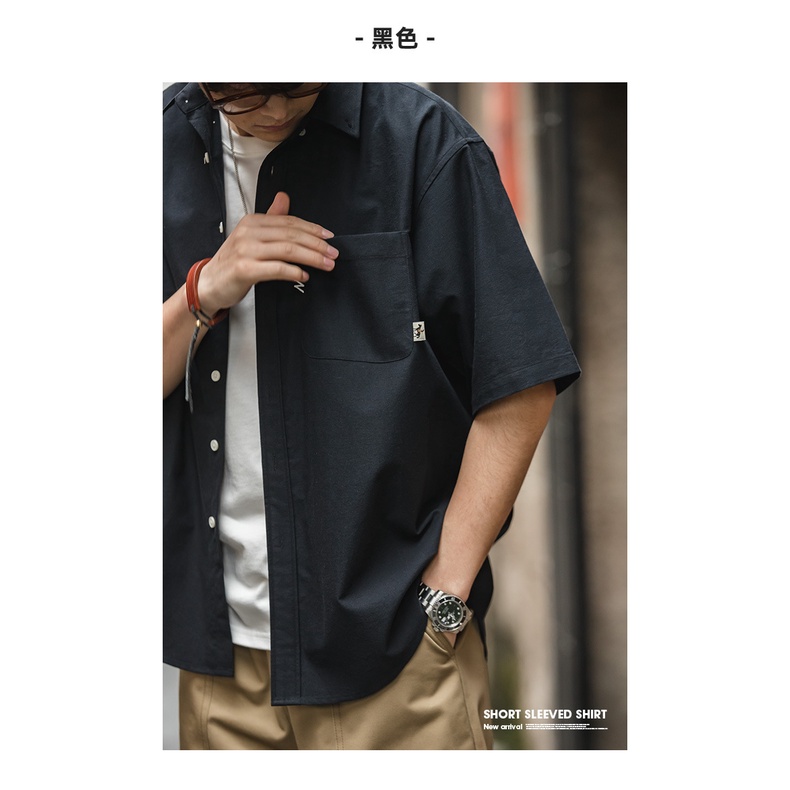 Retro สุภาพบุรุษ oversize สีขาวซ้อนเสื้อแขนสั้นหลวม cityboy วันหยุดชายทะเลแฟชั่นชายเสื้อ — صورة 3