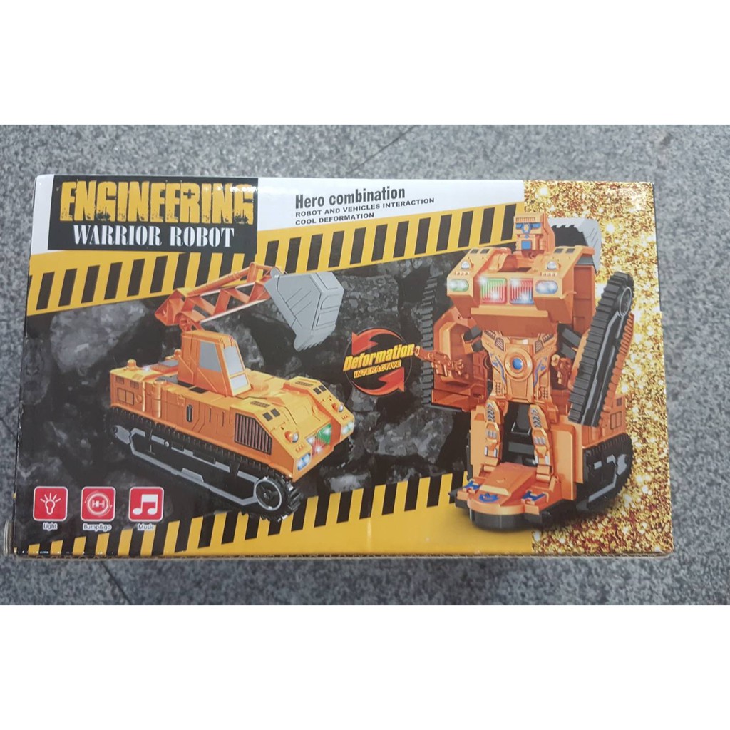 รถแปลงร่างเป็นหุ่นยนต์ มีไฟมีเสียง วิ่งชนถอย รถแม็คโครแปลงหุ่น Autobots 9902