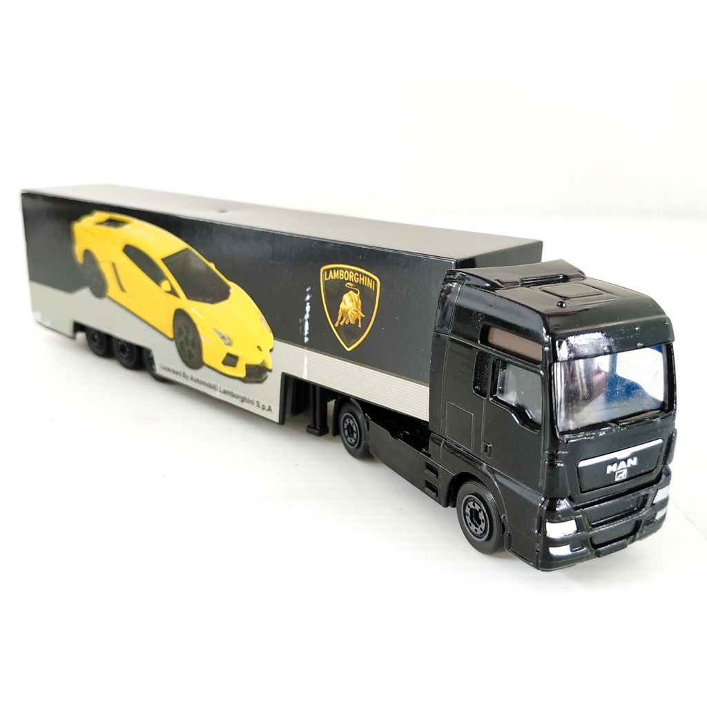 Majorette Truck - Man TGX + Lamborghini Team Container - Black Color /scale 1/87 (7.7") no Package