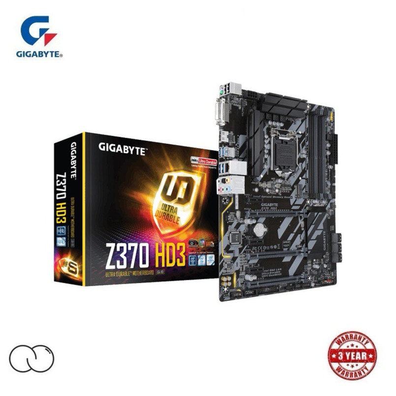 GIGABYTE Z370 HD3 ULTRA DURABLE MOTHERBOARD (GA-Z370-HD3 / LGA1151)