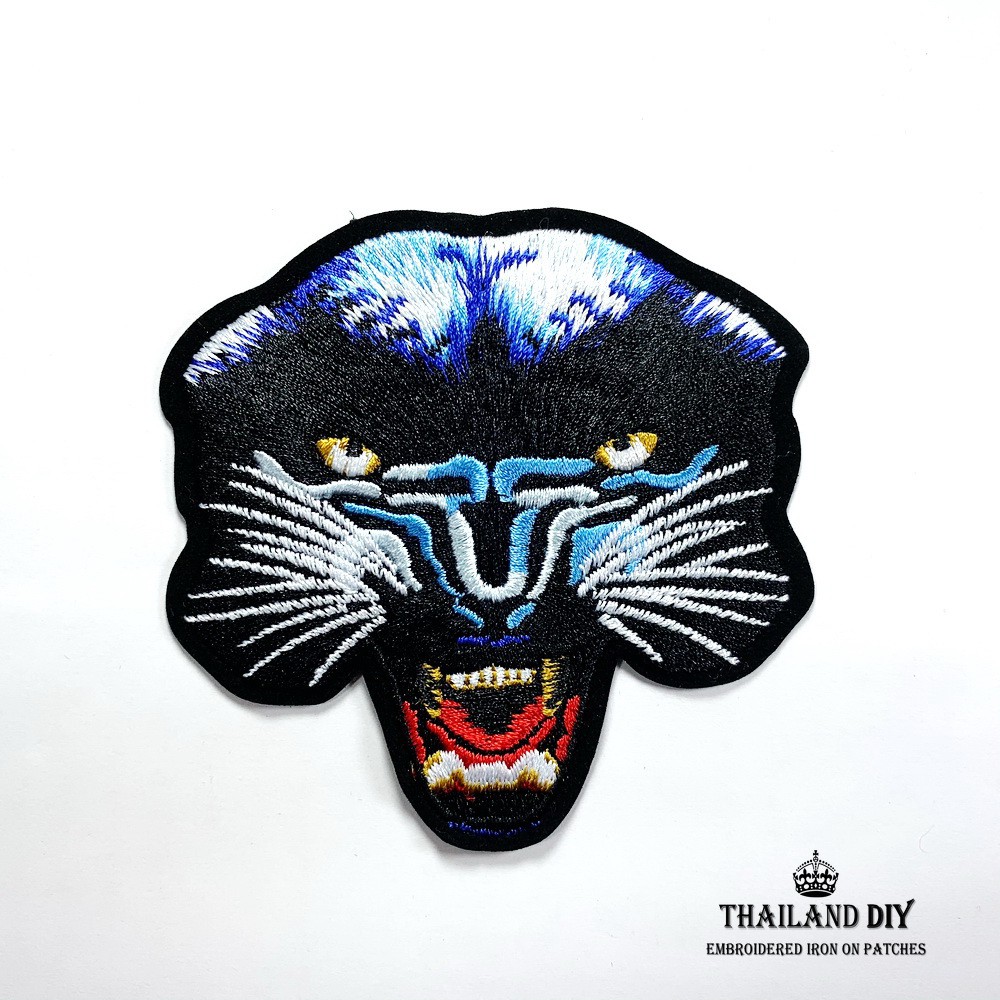 ตัวรีดติดเสื้อ ลาย หน้าเสือ เสือดำ Black Panther Patch งานปัก DIY wop ตัวรีด อาร์ม ติดเสื้อ แจ็คเก็ต ยีนส์ เท่ๆ แนวๆ สวย