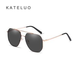 [พร้อมเคส + เลนส์ไนล่อน] KATELUO CP8802 แว่นกันแดดโพลาไรซ์ ผู้ชาย คลาสสิก สองสะพาน สเตนเลส กระจกบังแดด