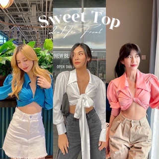 Sweet Top (2in1) | เสื้อครอปผูกโบว์ แขนยาว ใส่ได้ 2 แบบ สาวอวบใส่ได้