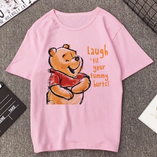 Y2k เสื้อยืดลําลอง แขนสั้น พิมพ์ลายกราฟฟิค Winnie The Pooh Kawaii สีชมพู แฟชั่นฤดูร้อน สไตล์ฮาราจูกุ สําหรับสตรี