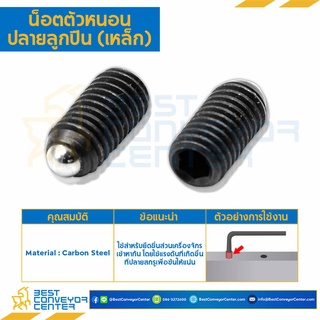 สกรูตัวหนอนปลายลูกปืน เหล็กดำ ขนาด M3-M16 Spring Ball Plunger Socket Screw (Carbon Steel)