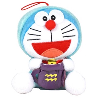 แท้ 100% จากญี่ปุ่น พวงกุญแจ สายเชือก โดเรม่อน Doraemon Aquarius Plush Doll with Horoscope Cell Phone Strap