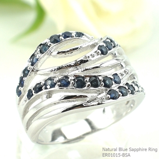 SKJewelryfactory แหวนเงินแท้ 92.5% ฝังพลอยไพลินแท้ ดีไซด์หรูหรา ER01015-BSA