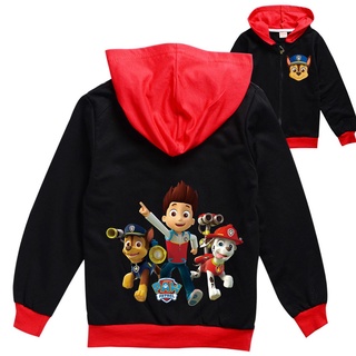 เสื้อแจ็คเก็ตเสื้อกันหนาวเสื้อฮู้ดดี้พิมพ์ลาย Paw Patrol มีซิปสําหรับเด็ก 2-15 ปี