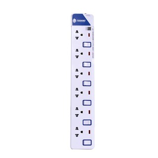 รางปลั๊กไฟ(มอก.) 6 ช่อง 3 เมตร สีขาว โตชิโน ET-916Power Strip (TIS) 6 outlets 3 meters white ToshiNo ET-916