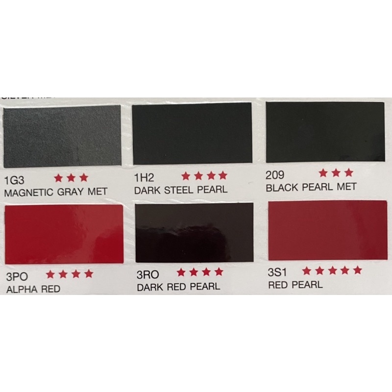 สีเบอร์พ่นรถยนต์อย่างดี เป็นสี 2K MEIJI TOYOTA เบอร์ 1G3***, 1H2****, 209***, 3PO****, 3RO****, 3S1*