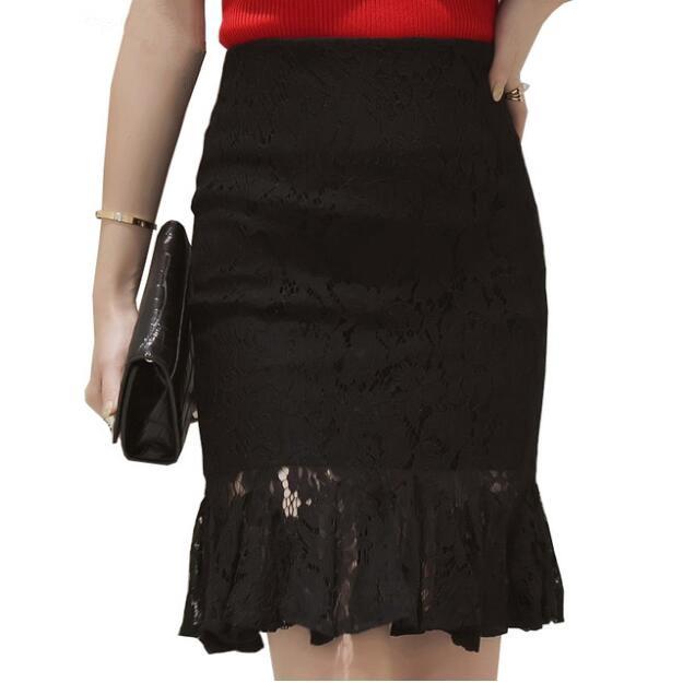 กระโปรงทรงดินสอแต่งลูกไม้ Plus Size Pencil Skirt 5XL