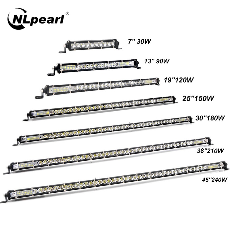 Nlpearl 12v 24V Ultra Slim Led Light Bar 7-38inch Work Light Spot Flood Beam For Truck Car Tractor 4