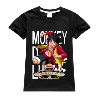 เสื้อยืด ลายอนิเมะ One Piece Luffy โจรสลัด มังงะ มีหมวกฟาง สําหรับเด็กผู้ชาย และเด็กผู้หญิง