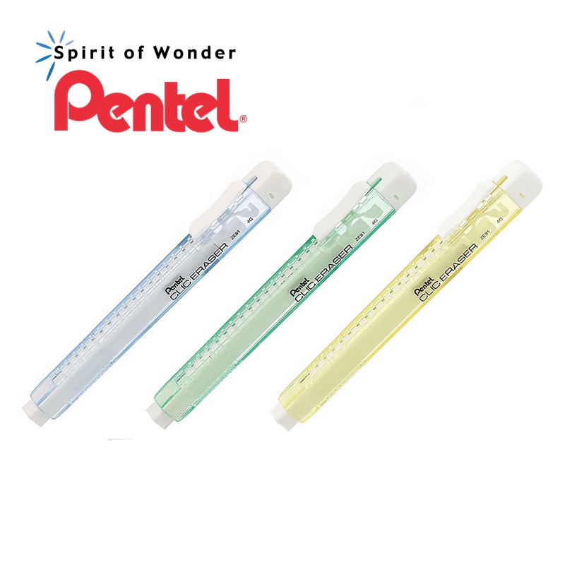 ยางลบเลื่อน ยางลบแท่ง Pentel Clip Eraser No.ZE81K Retractable Eraser