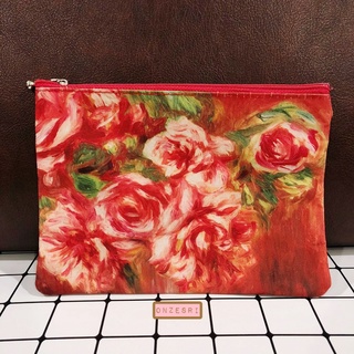 กระเป๋าใบเล็ก Renoir Art Collection 2013 Pouch ลายดอกไม้ ขนาด 19 x 14 ซม. สภาพใช้งาน