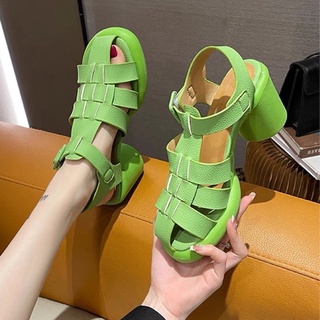 (Pre-order)👡รองเท้ารัดข้อสไตล์โรมันส้นสูง 2 นิ้ว มี 4 สี