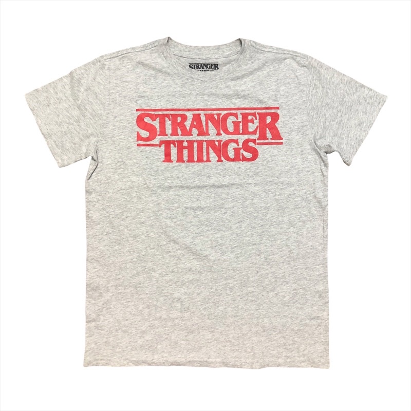 (มือ2) เสื้อยืด Stranger Things Logo ของแท้100% เรียบๆ สีเทาท็อป size M