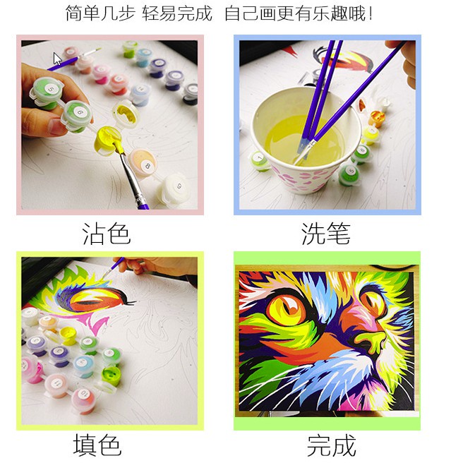 ภาพวาดสีน้ํามันดิจิทัล PBN ตามตัวเลข บนผ้าใบ DIY สําหรับเด็ก 20x20 ซม. - รูปที่ 6