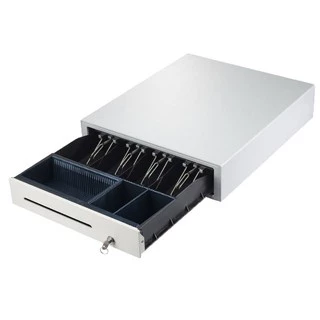 Loyverse POS ฐานAP7S อลูมินั่มสีเงิน POS-KIOSK เครื่องพิมพ์ Q90EC WiFi / USB ลิ้นชักเก็บเงินอัตโนมัติ ใช้กับทุกซอฟ