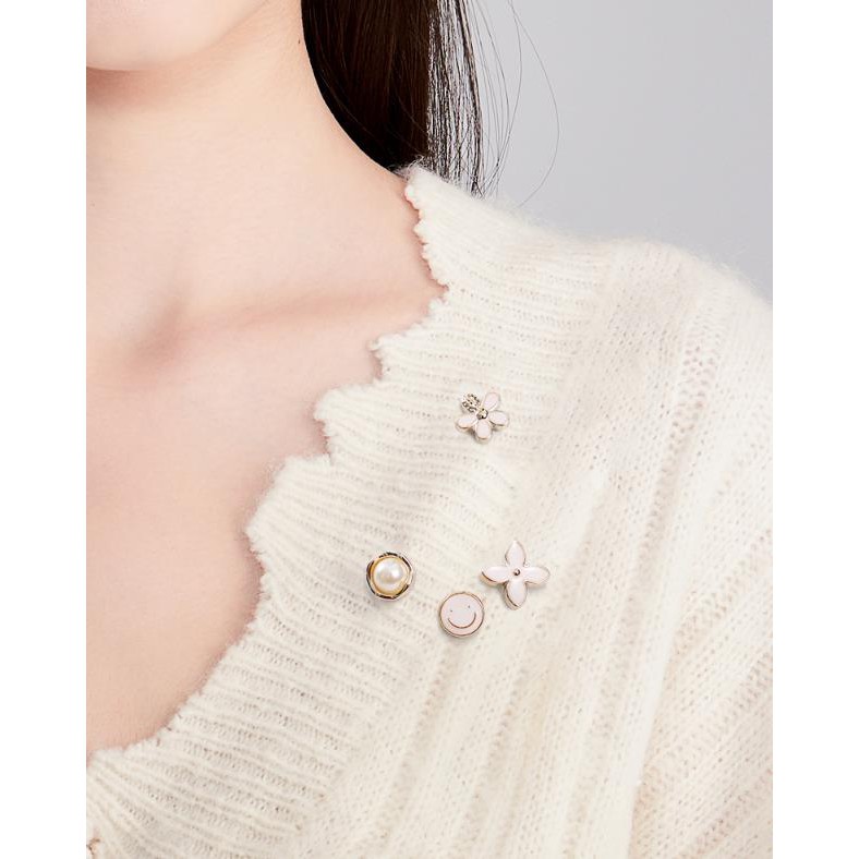 1PC เสื้อเข็มกลัดหัวเข็มขัดมุกปุ่มคอเสื้อผู้หญิงกระดุมข้อมือตกแต่ง