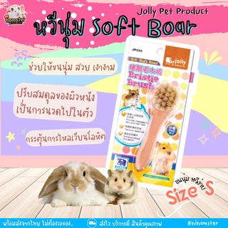 [HiHamster] Jolly หวีแปรงขนหมูธรรมชาติ สำหรับกระต่าย, หนูแกสบี้, ชินชิล่า ช่วยนวดผ่อนคลาย กำจัดขนเสีย ขนร่วง JP220