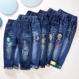 1-6 Years Kids Boys Jeans Fashion Spring Cartoon Print Long Pants