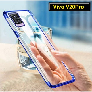 Case Vivo V20Pro เคสวีโว่ เคสนิ่ม ขอบสีหลังใส เคสกันกระแทก สวยและบาง VIVO V20pro เคสซีลีโคน พร้อมส่ง ส่งจากไทย