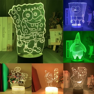 Spongebob โคมไฟ Led อะคริลิกชาร์จสาย Usb ลายการ์ตูน 3 D Star