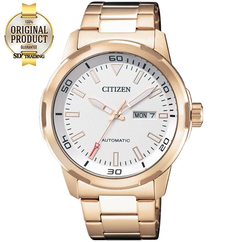 CITIZEN Men's Automatic Stainless Steel Watch รุ่น NH8373-88A - PinkGold/White