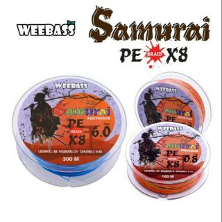 WEEBASS สายลีด - รุ่น SAMURAI PE BRAID x8 (MULTI) (1 SPL)สายPE สายลีด 100เมตร สีละ10เมตร ตกปลา สายเบ็ด